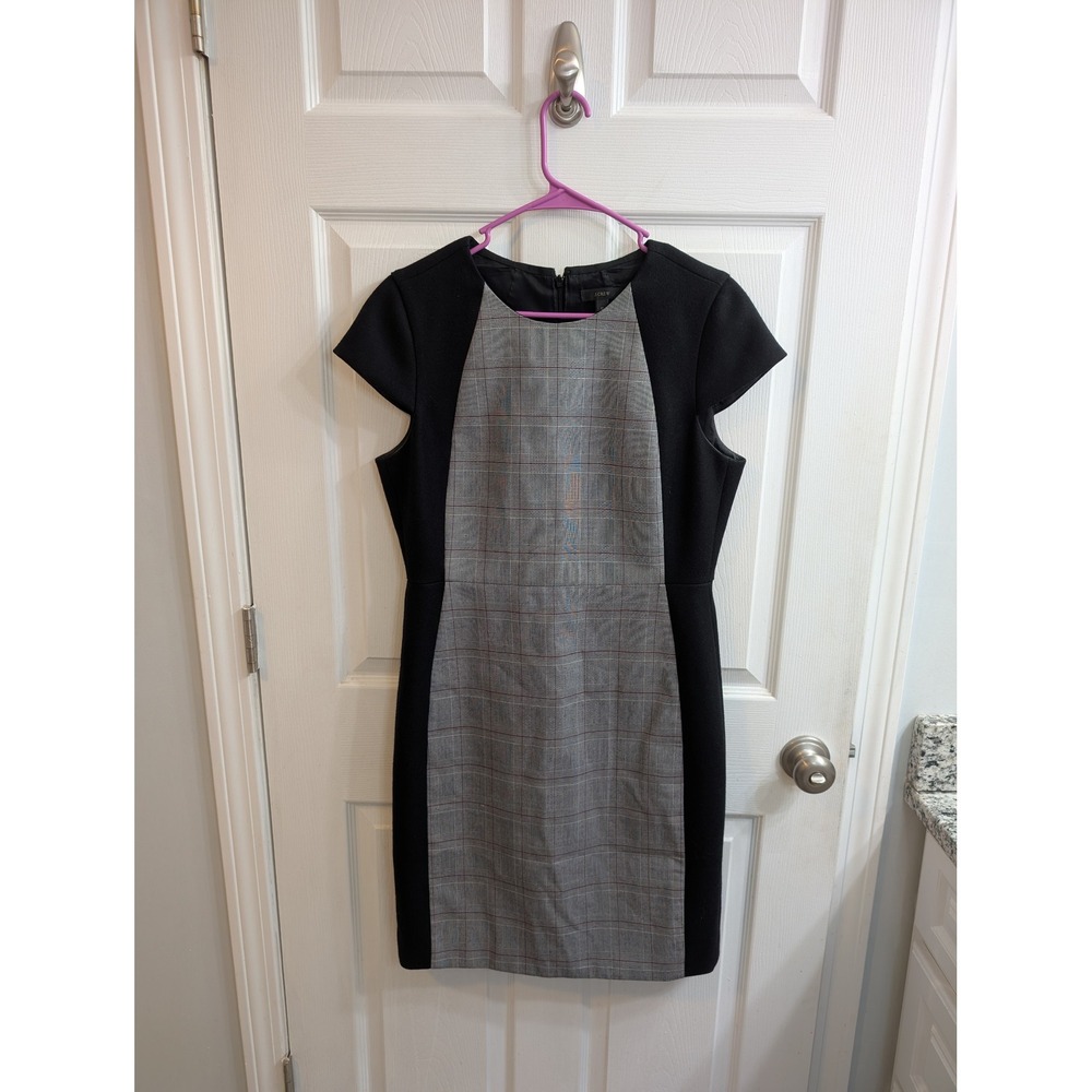 J.Crew Womens Sheath Dress Wool Plaid Cap Sleeve‎ Mixed Media Lined - Size 10 - Picture 1 of 5